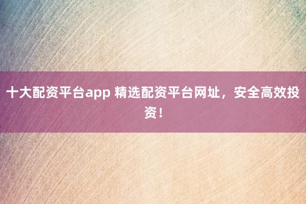 十大配资平台app 精选配资平台网址，安全高效投资！