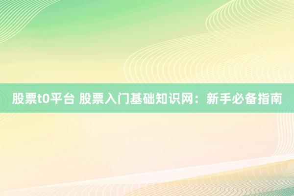股票t0平台 股票入门基础知识网：新手必备指南