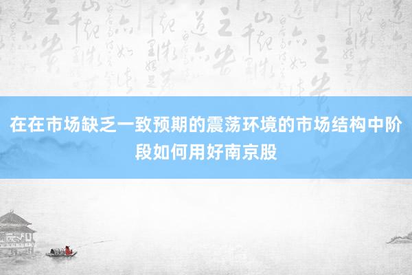 在在市场缺乏一致预期的震荡环境的市场结构中阶段如何用好南京股