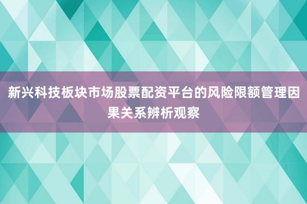 新兴科技板块市场股票配资平台的风险限额管理因果关系辨析观察