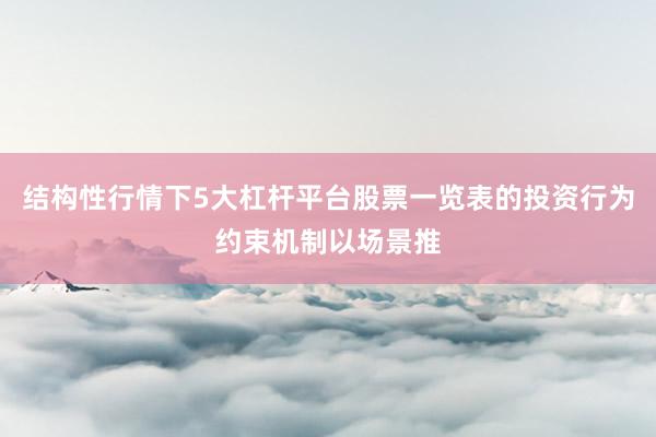 结构性行情下5大杠杆平台股票一览表的投资行为约束机制以场景推