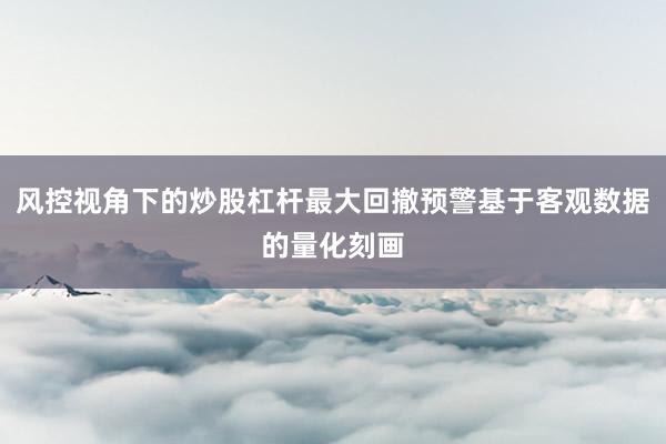 风控视角下的炒股杠杆最大回撤预警基于客观数据的量化刻画