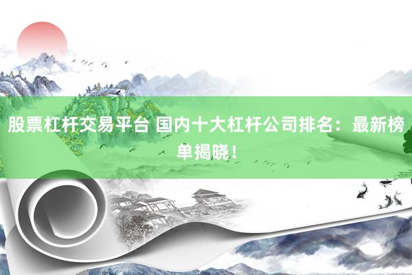 股票杠杆交易平台 国内十大杠杆公司排名：最新榜单揭晓！