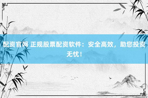 配资官网 正规股票配资软件：安全高效，助您投资无忧！